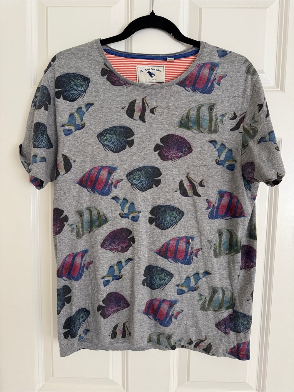 Ted Baker Grey Tee with Multicolor Reef Fish Print